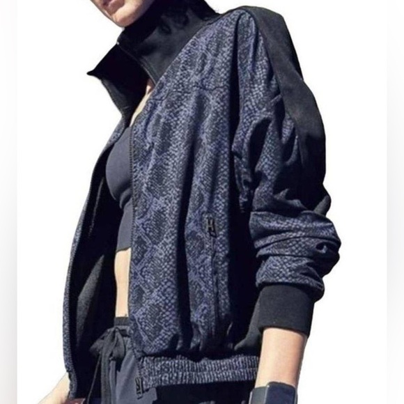 Athleta Brooklyn Python Print Track Bomber Full Zip Jacket, Size S - Picture 1 of 9